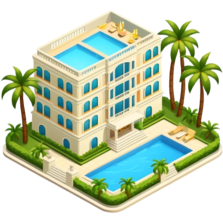 Luxury palatial tropical hotel isometric emoji
