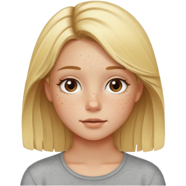 Uma miúda loira com madeixas naturais mais claras pele clara mas não tanto sardas emoji
