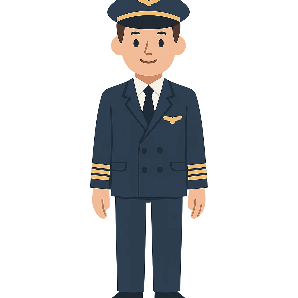 flat toon style pilot in modern airline uniform emoji