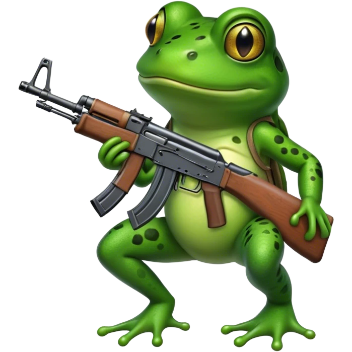 A frog with a ak47 emoji