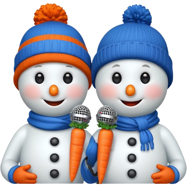 snowmen with microphone with winter cap emoji