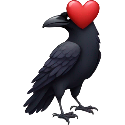 Raven holding a heart emoji