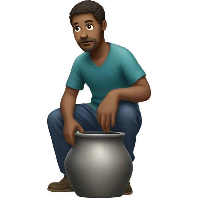 a man crouching on a pot emoji