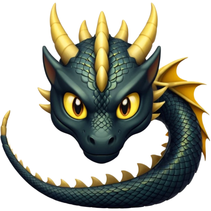 Black dragon with yellowish golden stripe scales  emoji