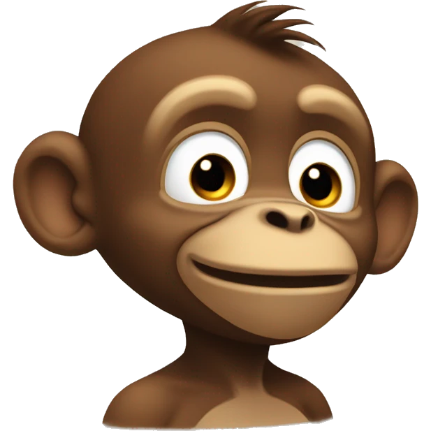 Viewed from the side, a cute little monkey is raising his chin emoji