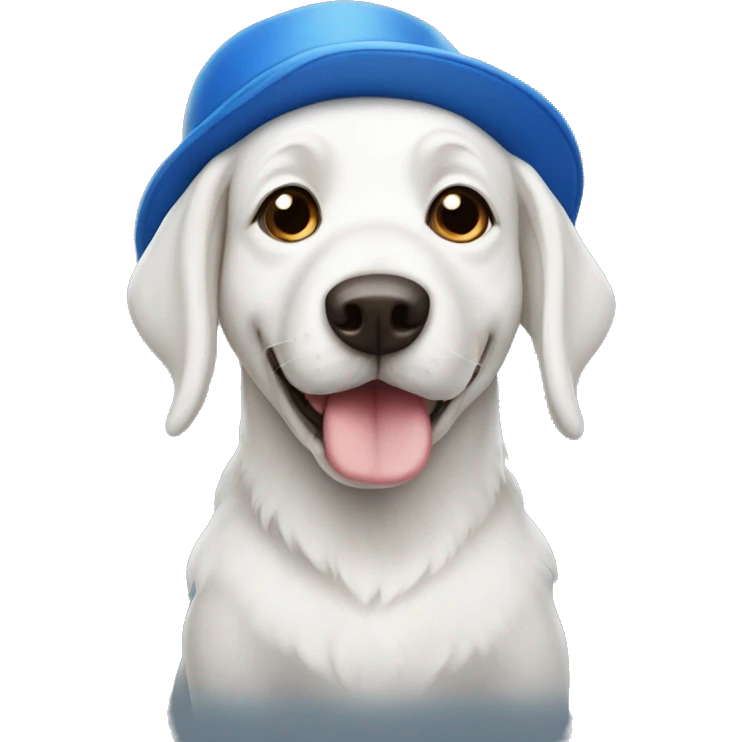 White dog with blue hat emoji