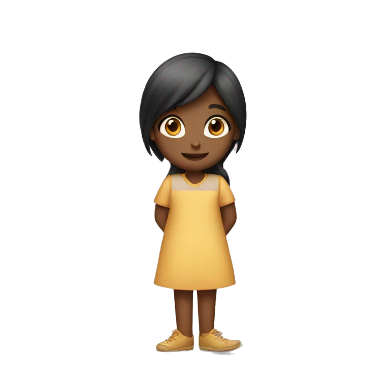 a girl standing behind the letter U emoji
