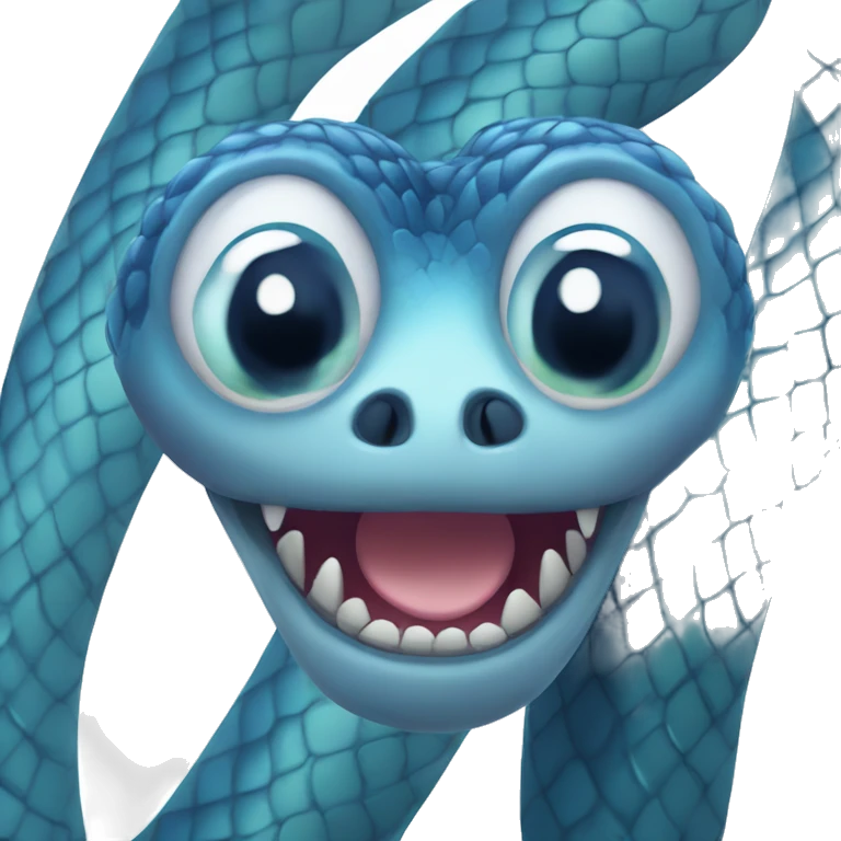 Blue snake with fangs and big eyes emoji