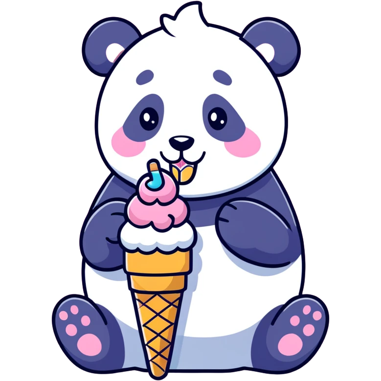 Panda eating ice cream emoji