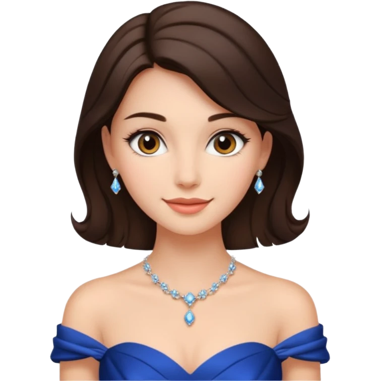 a beautiful brunette hair princess wearing a gown with elegant piercing and smile gently  emoji