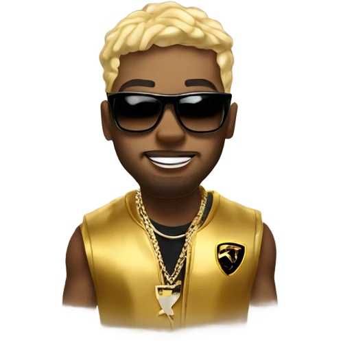 Rapper on gold Lamborghini emoji