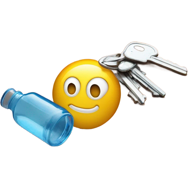 Keys next to water bottle emoji