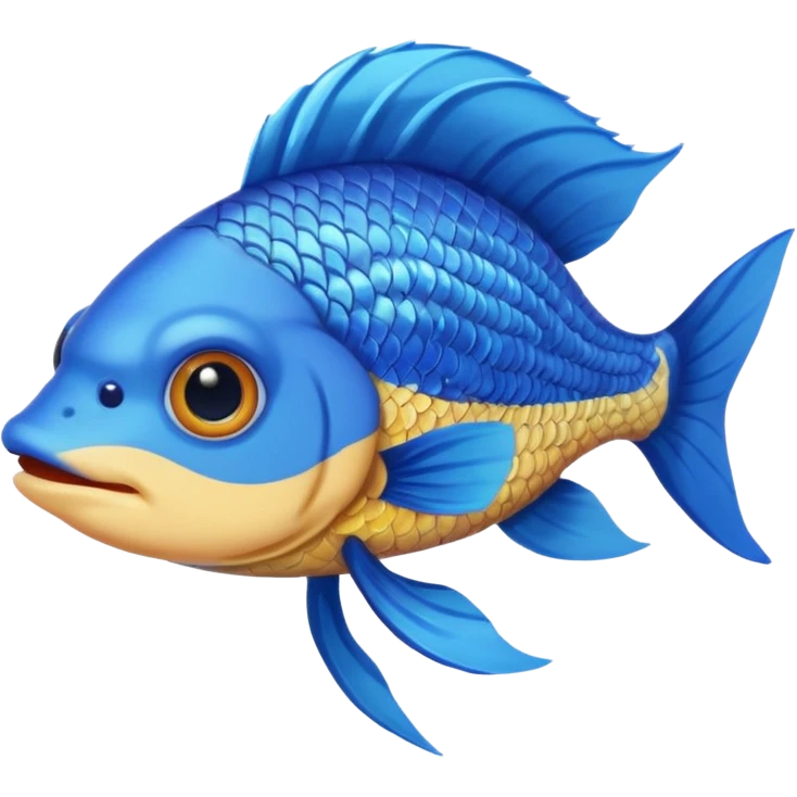 fish with blue hair looking into camera emoji