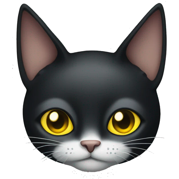 Black cat with folded ears and yellow eyes  emoji