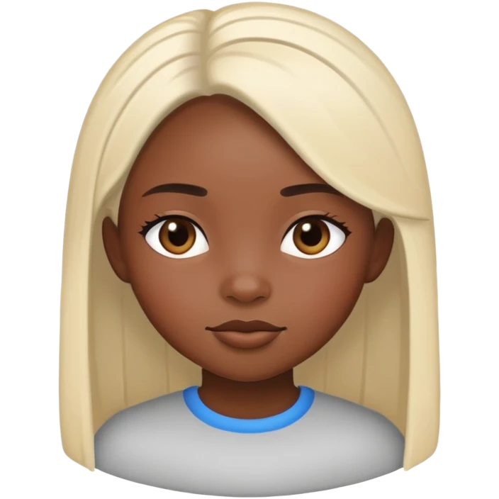 Black girl with fair skin, round face, and straight hair emoji