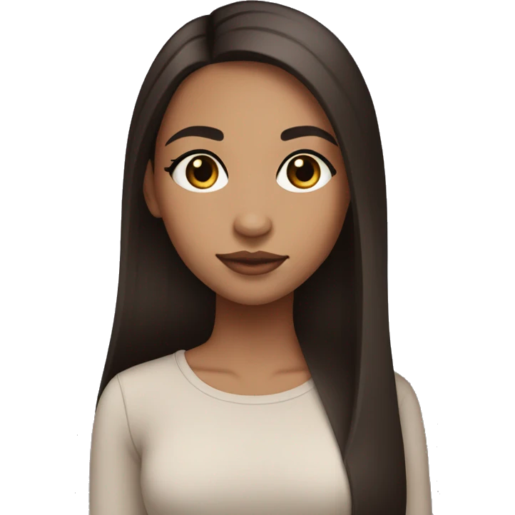 lightskin girl with long straight dark brown hair with middle part and lashes emoji