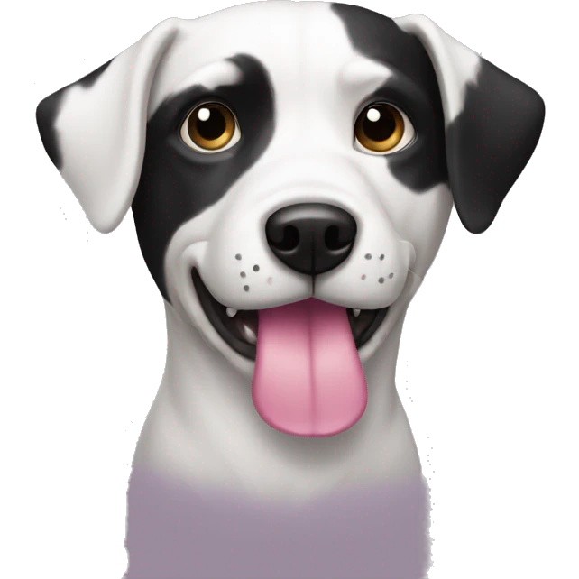 Black and white dog with pink nose emoji