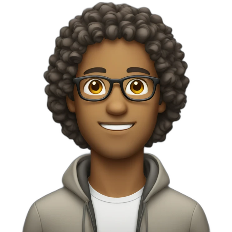 Guy wearing glasses with curly hair emoji