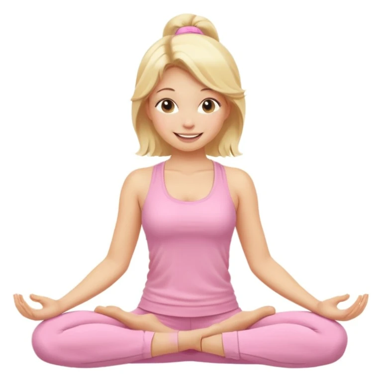 blonde yoga girl light pink clothes n emoji