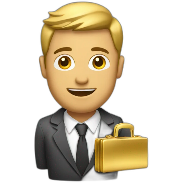 man holding a gold briefcase emoji