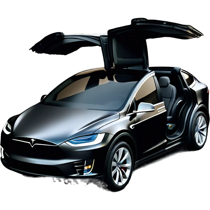 Tesla Model X in black with back doors open emoji