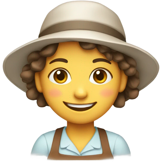 smiling girl in hat apron emoji