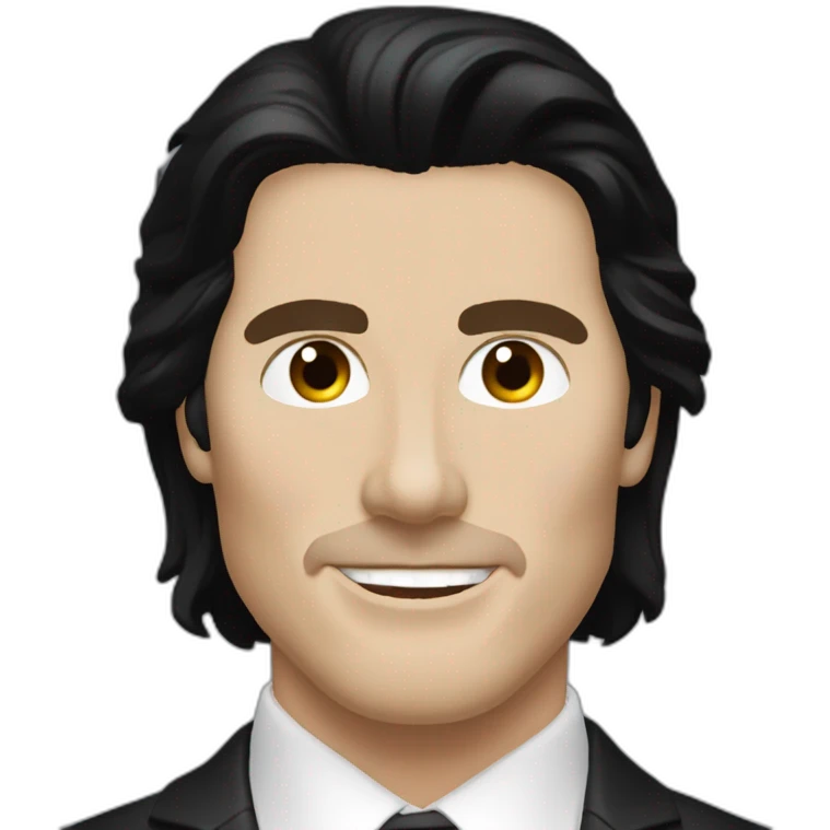 american psycho christian bale, black haired man with a long suite emoji