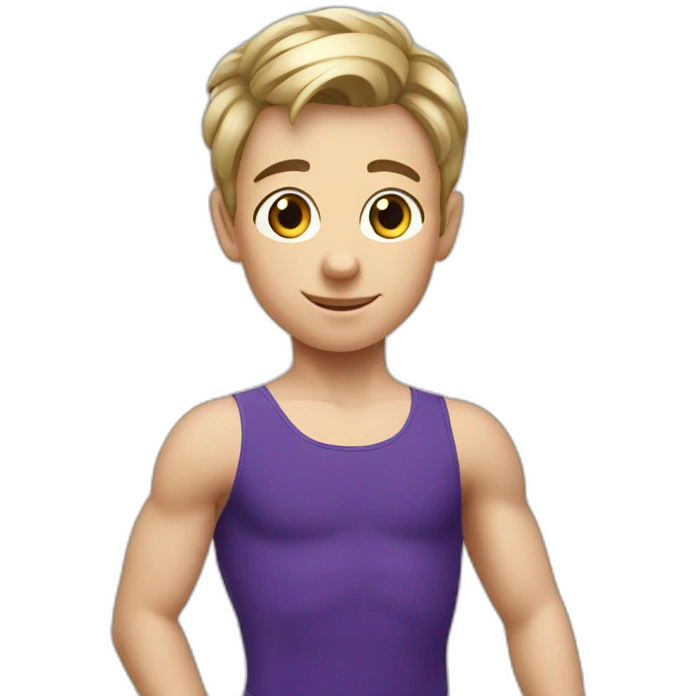 sporty European boy in gymnast leotard emoji