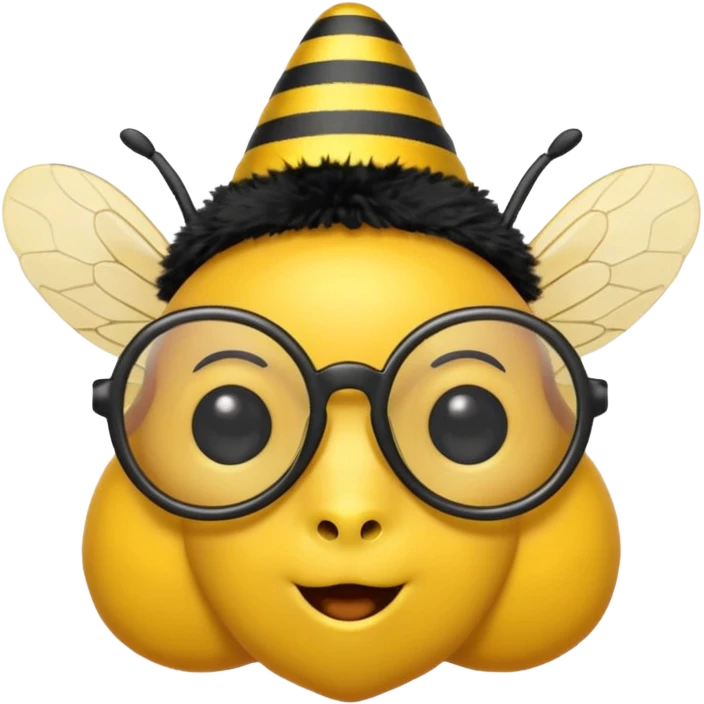 party hat bee with glasses emoji