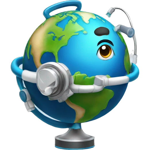 planet earth wearing a stetoscope emoji