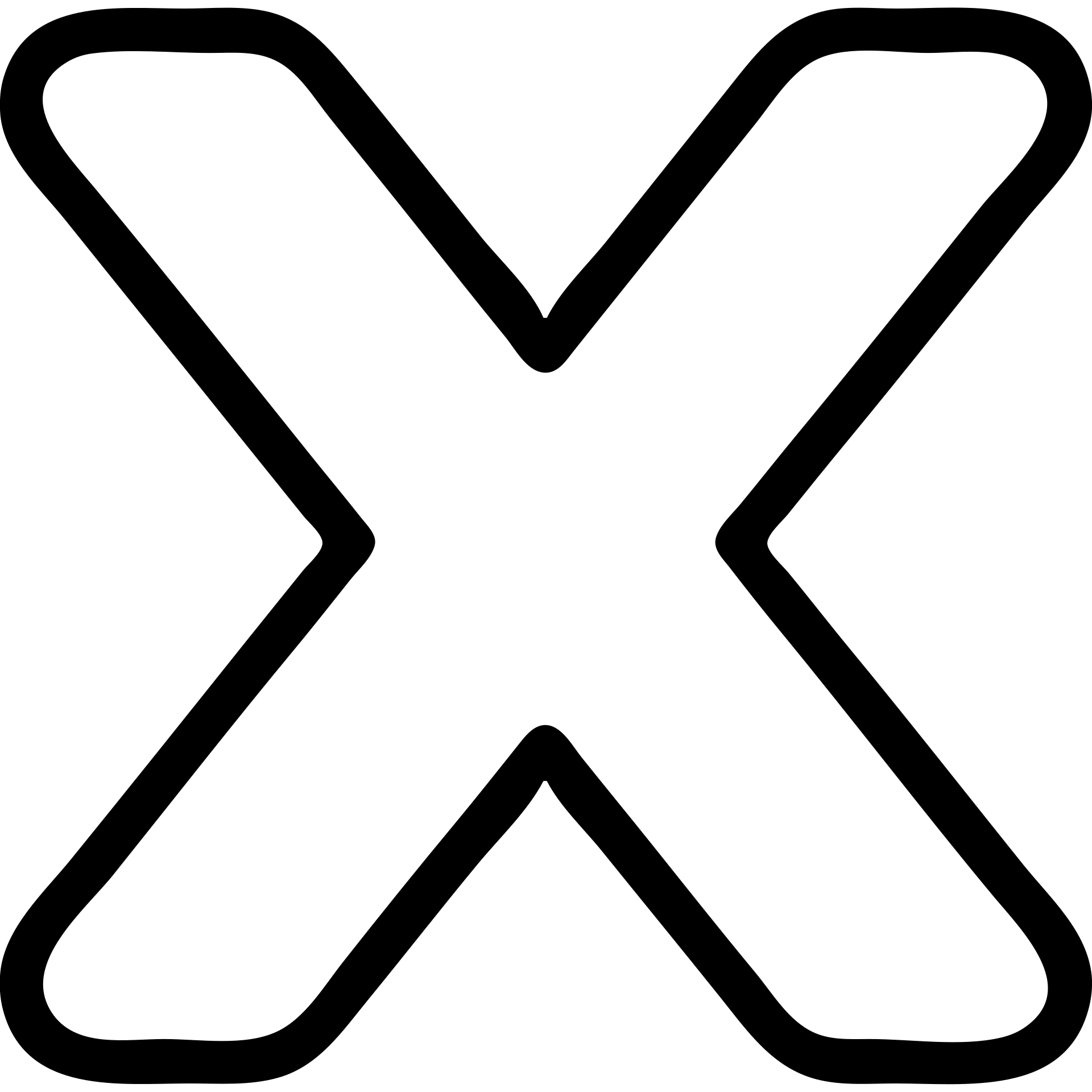 the letter X as a bold black outlined icon, no fill, simple and clear emoji