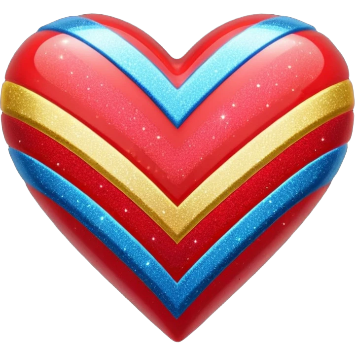 glitter heart with zigzag multi-color pattern emoji