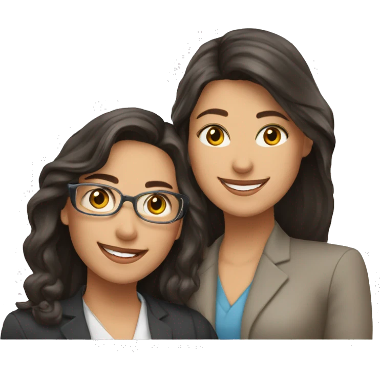 profesora joven con melena castaña, feliz emoji