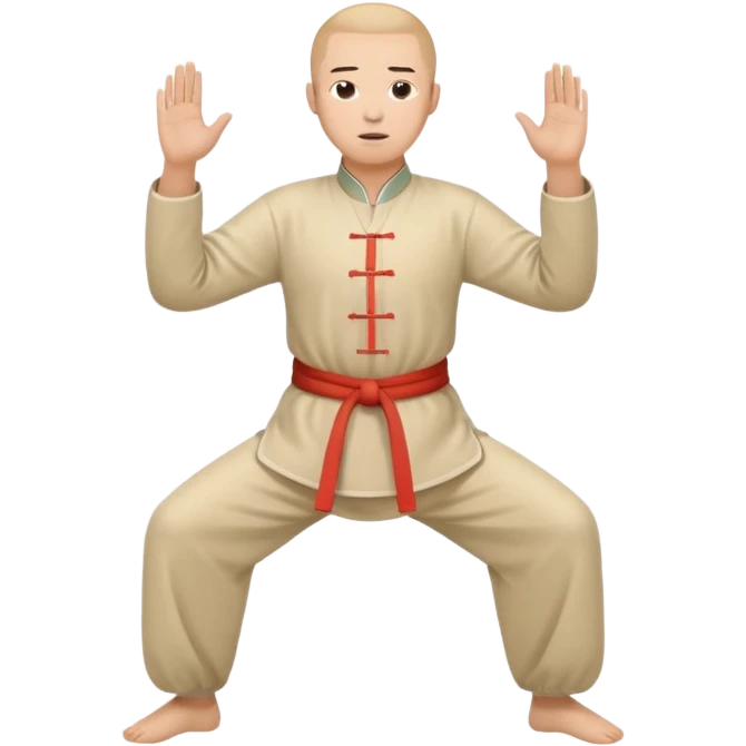 pratiquant de qi gong en position de l'arc, style simple emoji