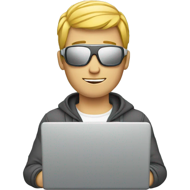 white male cybersportsman with laptop emoji