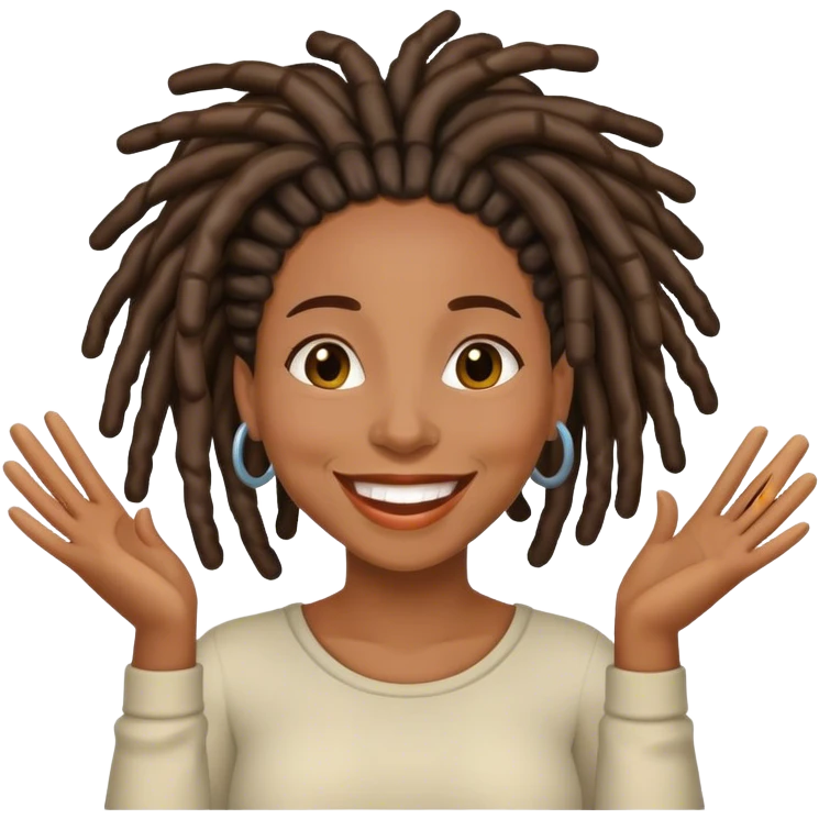 Black woman with locs celebrating emoji