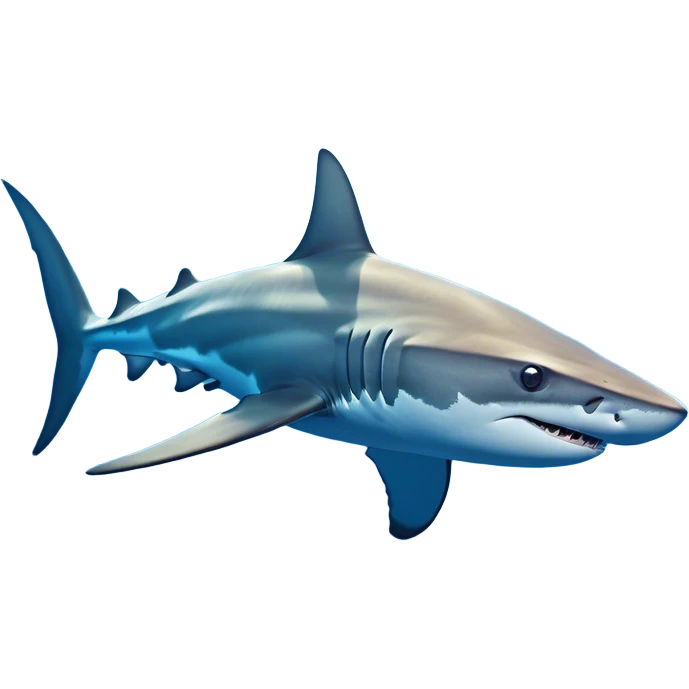 Cinematic Noble Hammerhead Shark Portrait Emoji, Poised and regal, with a broad, flattened hammer-shaped head, wide-set eyes, and a streamlined, powerful body gliding through deep blue waters, Simplified yet sharp and sophisticated features, highly detailed, glowing with a cool, oceanic luminescence, high shine, intelligent and commanding, stylized with an air of marine authority, focused and vigilant, soft glowing outline, capturing the essence of a watchful and confident predator that appears ready to glide out of the screen with effortless power! emoji