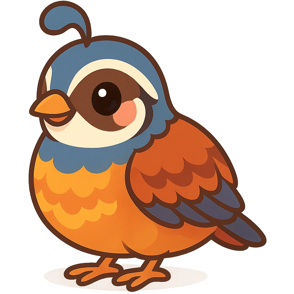 colorful and cheerful cartoon sticker of a Kurdish quail (native to Kurdistan), no text, suitable for WhatsApp and Instagram, transparent background emoji