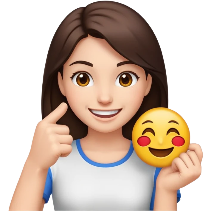 A smiling emoji punching a brunette girk emoji