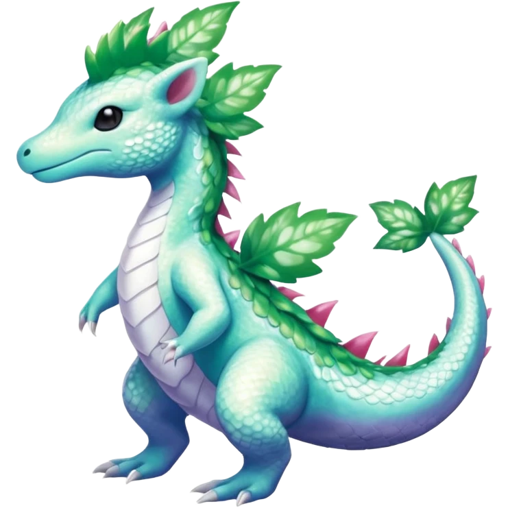 Shiny Sparkly beautiful gorgeous ethereal Scaley Exotic Shaymin-Salandit-Aurorus-Dragonair-Fakémon-hybrid-creature (full body) emoji