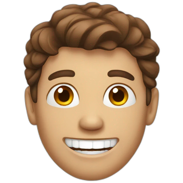 head brown hair man smiling with missing teeth emoji