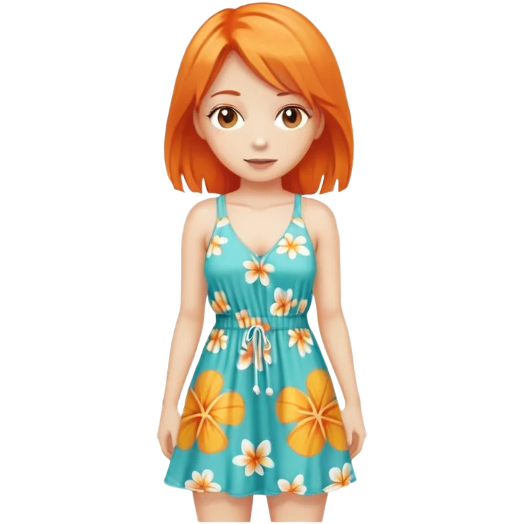 orange hair woman with beach outfit dress full body emoji