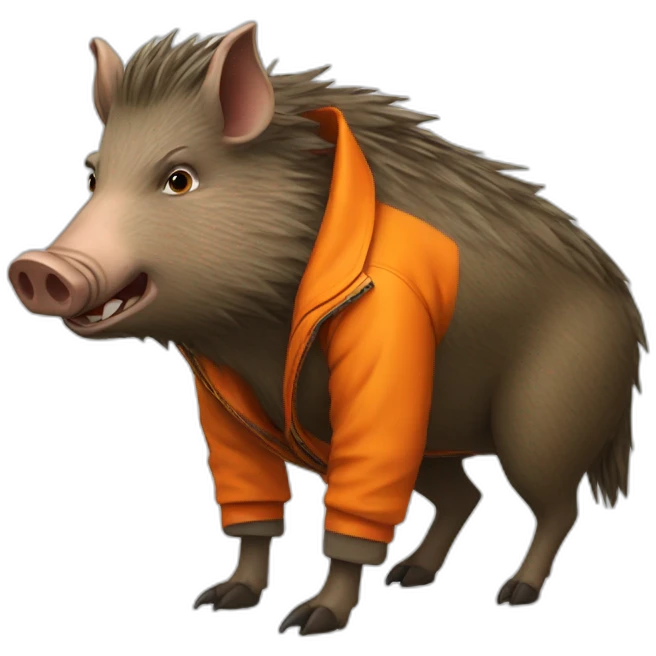 ANGRY wild boar with orange jacket emoji