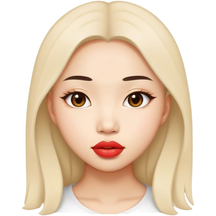 Asian girl with fool lips emoji