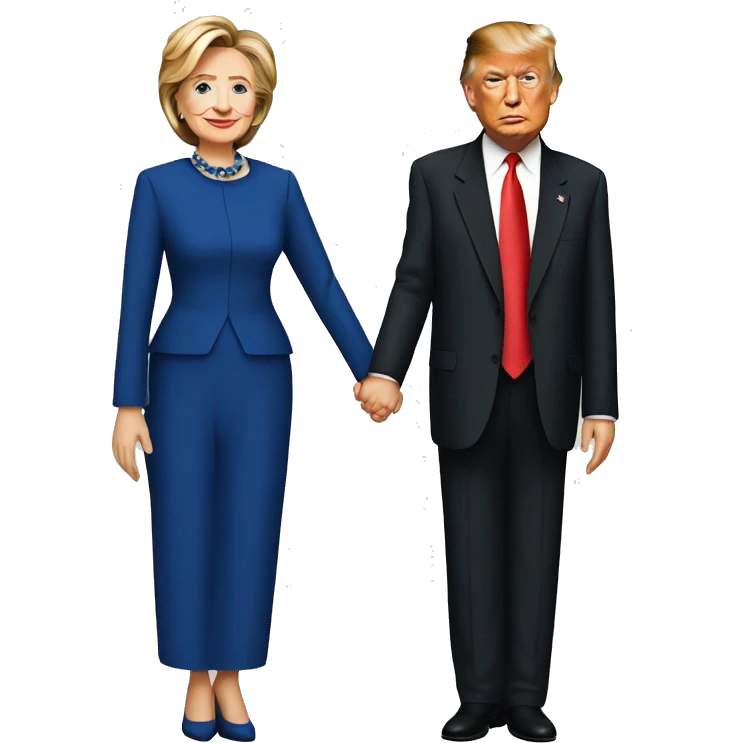 Hilary Clinton and Donald trump holding hands emoji