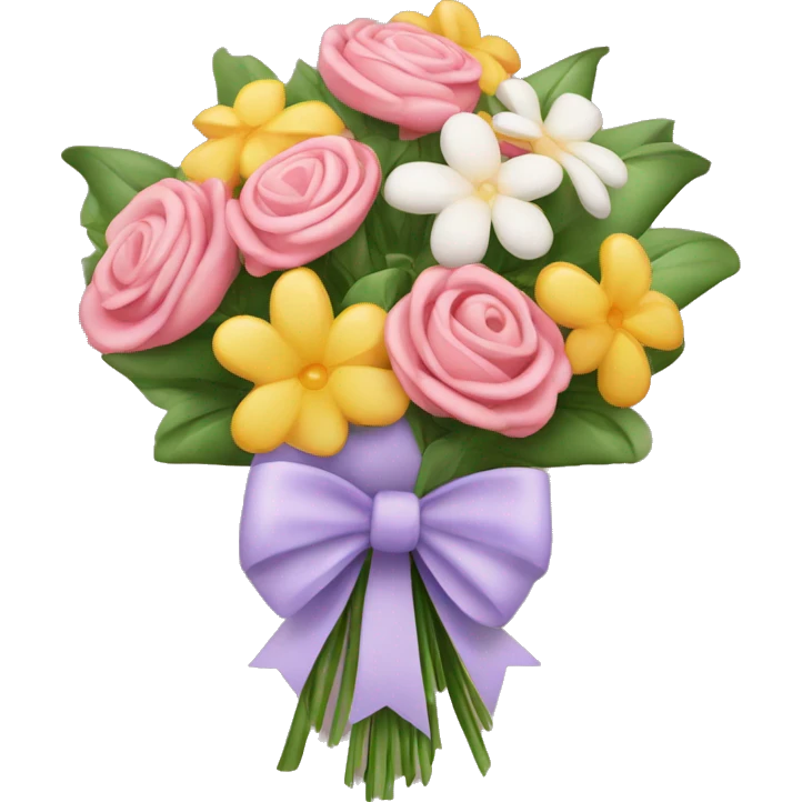A flower bouquet with a coquette bow on it ￼ emoji