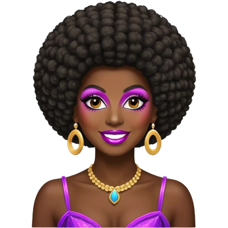 dark skin drag queen with afro emoji