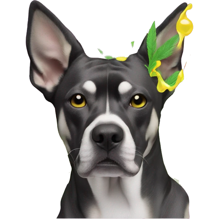 420 .Zombie_ Vaporwave black holographic oilslick zombie unicorn dog smoking yellow caution tape hemp leaves Pegasus hemp plants emoji