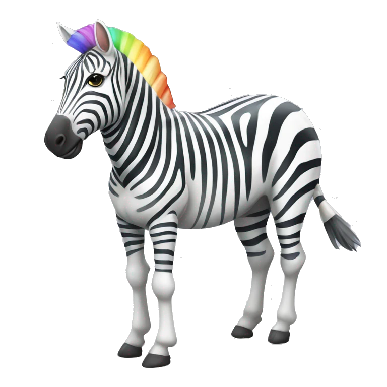 pastel rainbow white zebra full body emoji