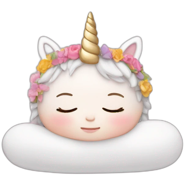 Sleeping white Newborn with unicorn headband emoji